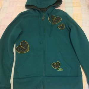 plaid hearts zip up sweatshirt hoodie jacket